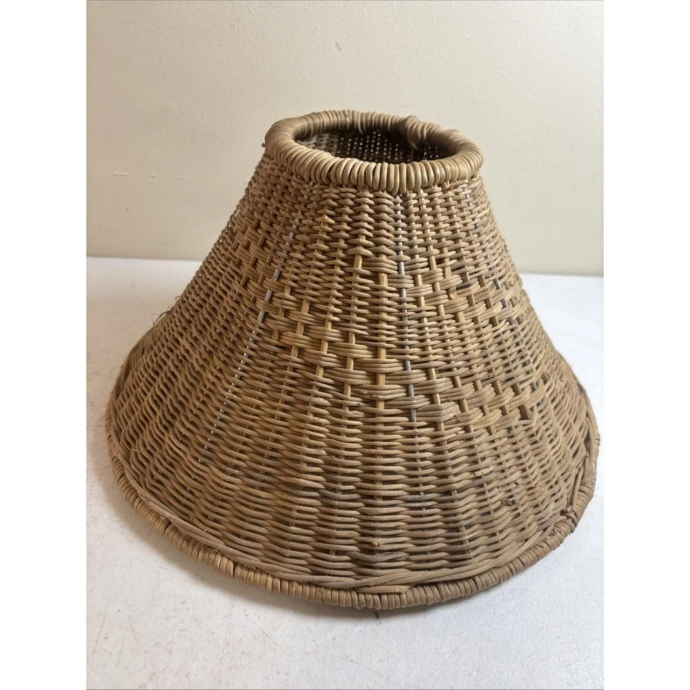 Woven Wicker Lamp Shade Handmade In Africa Boho-Chic Country Cottage 8